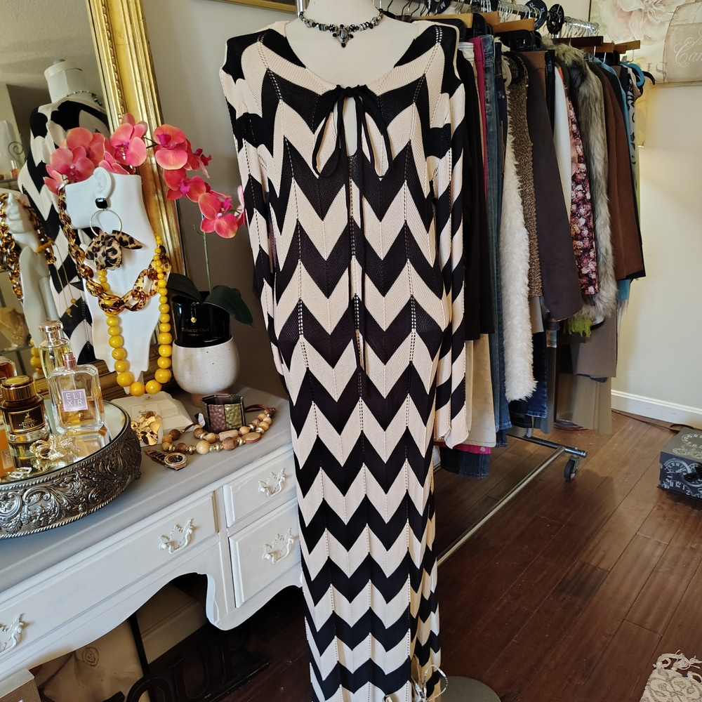 Chevron Black and White Maxi Dress